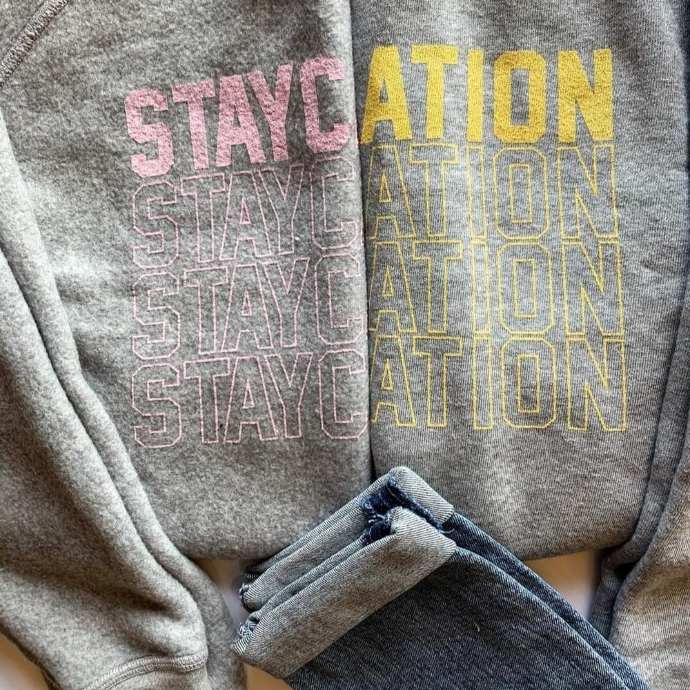 Project Social T Reversible Gray Sweatshirt Staycation/Vacation
